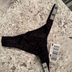 Victoria's Secret Black Thong with Logo Straps